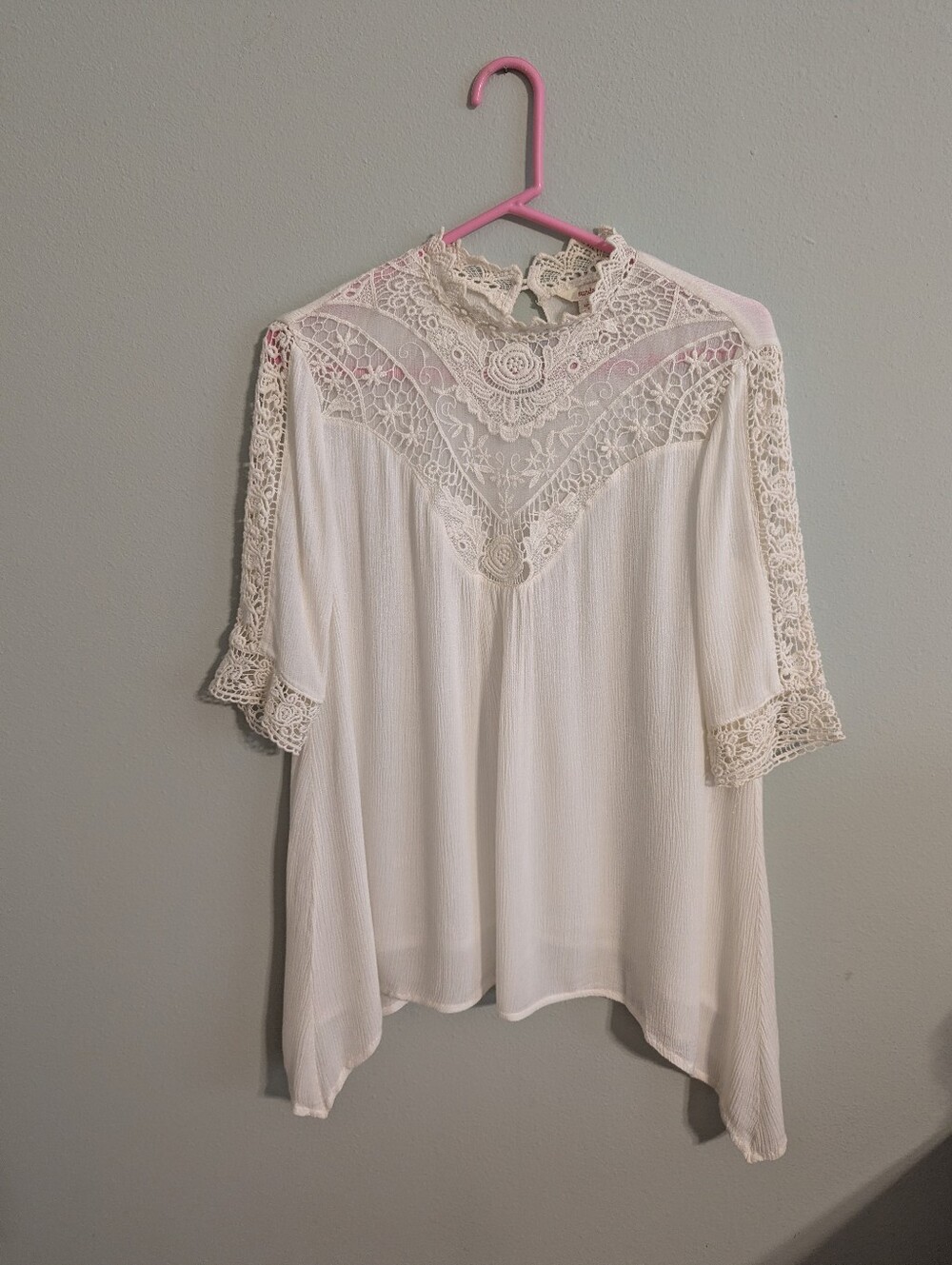 Sundance Romantic Boho Lace Yoke Cream Women's Blouse